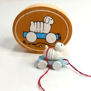 Midwest of Cannon Falls Easter Lamb Wood Pull Toy Ornament With Box 1982